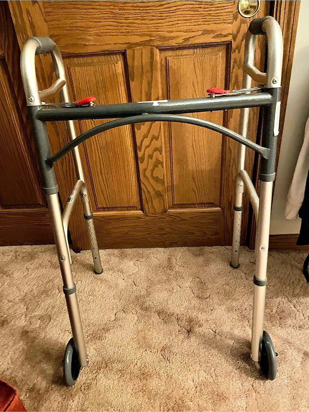 Medical Deluxe Two-Button Folding Walker with 5" Wheels